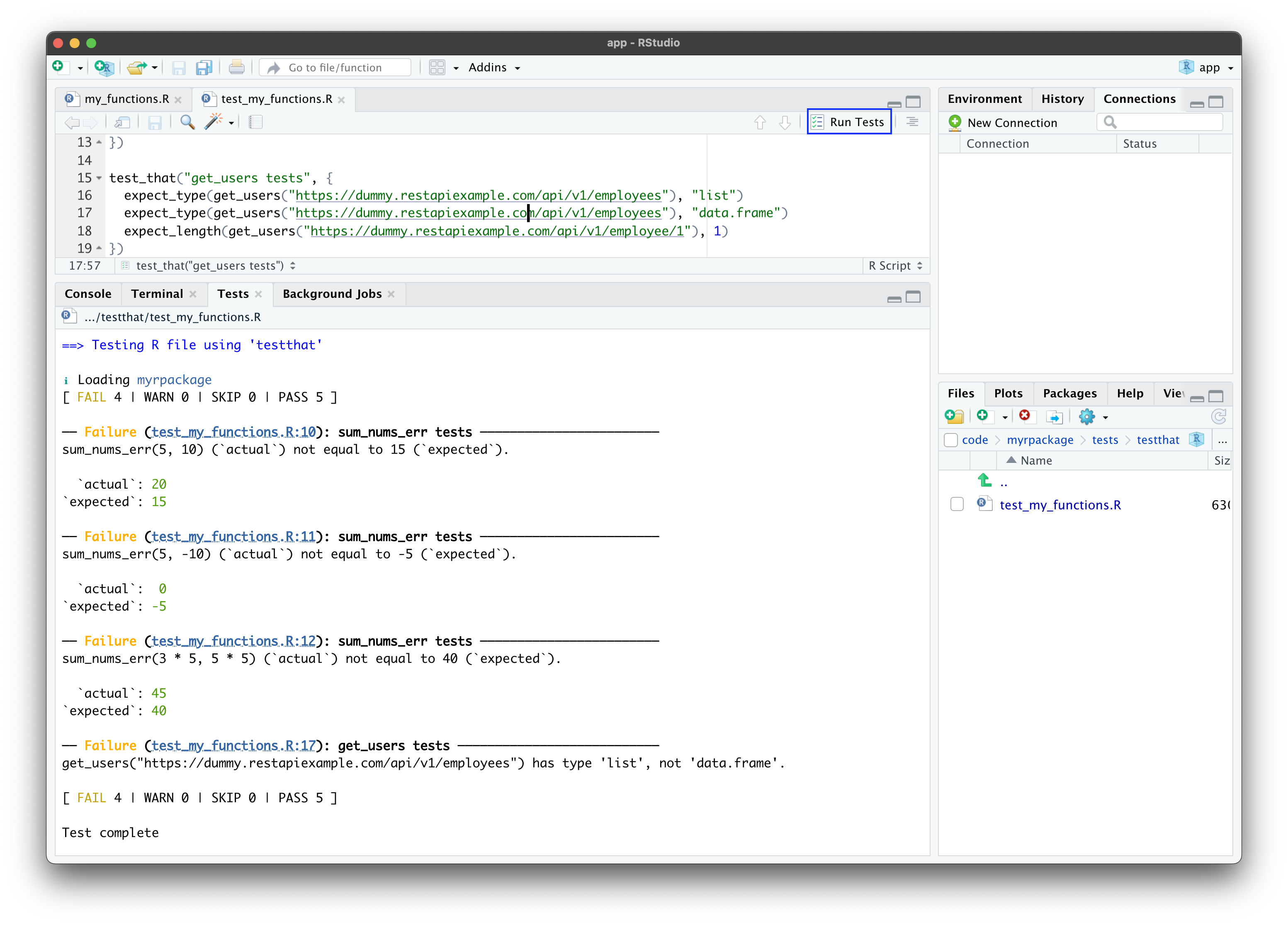 Image 6 - Running package tests in RStudio